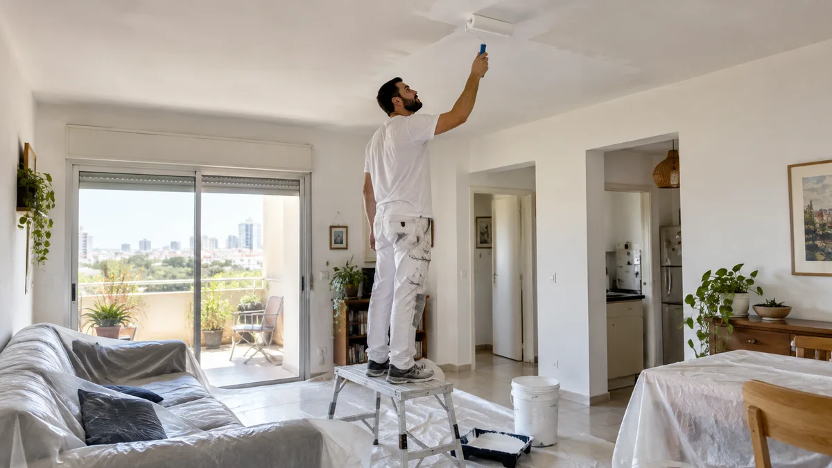 צביעת תקרה בישראל: כתמים, הכנה והצעת מחיר
