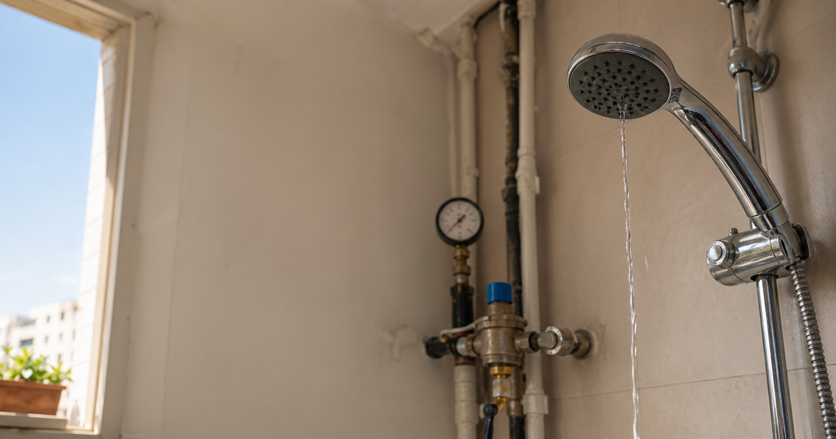 Weak water pressure in Ashkelon 2026: upper floors, old risers, pumps and pressure reducers